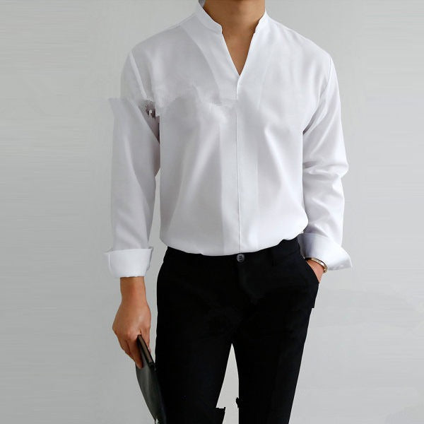 Camicia uomo collo alto manica lunga non stiro colore bianco