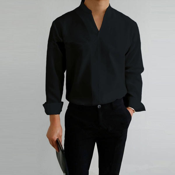 Camicia uomo collo alto manica lunga non stiro