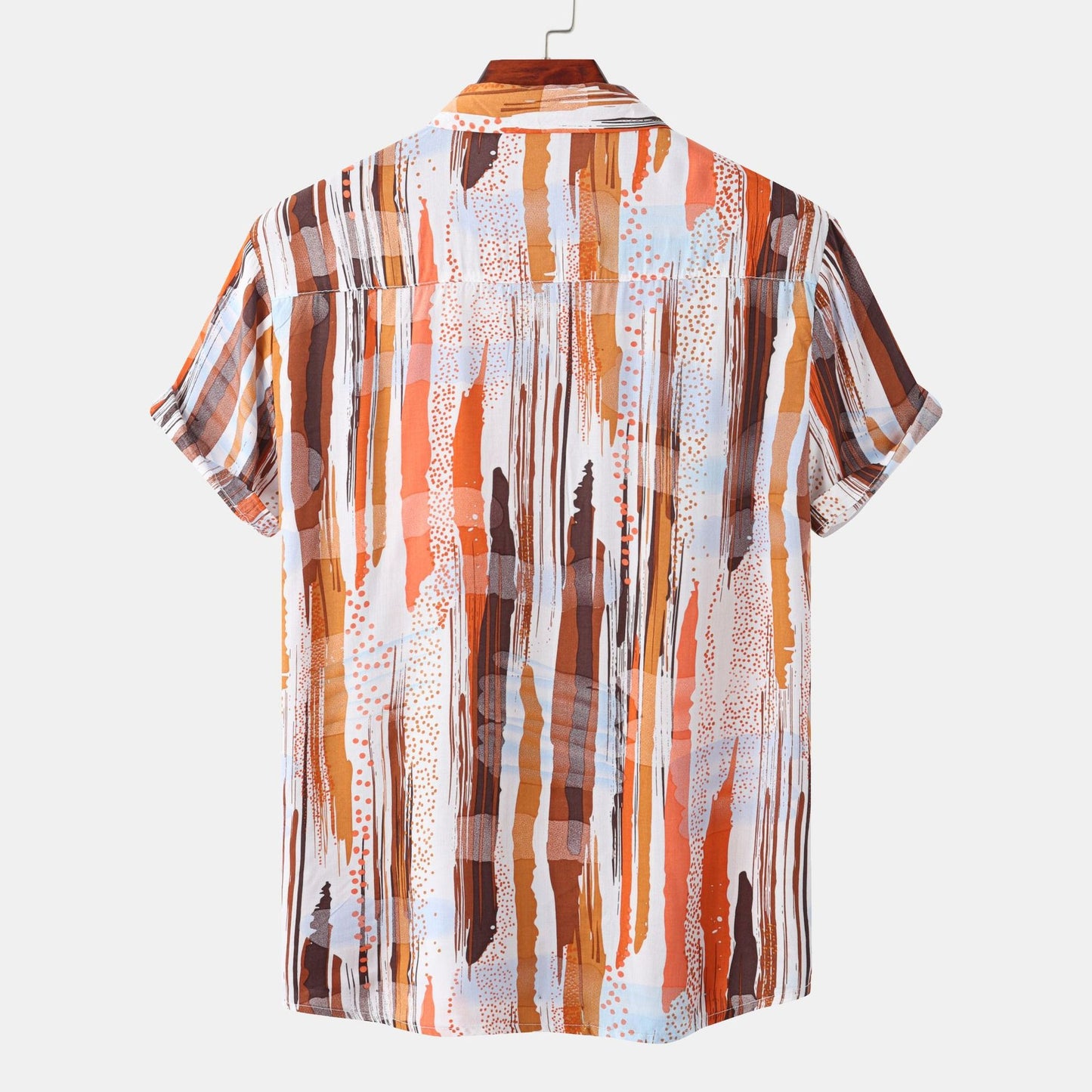 Camicia casual da uomo a righe blu e bianche, modello estivo con maniche corte