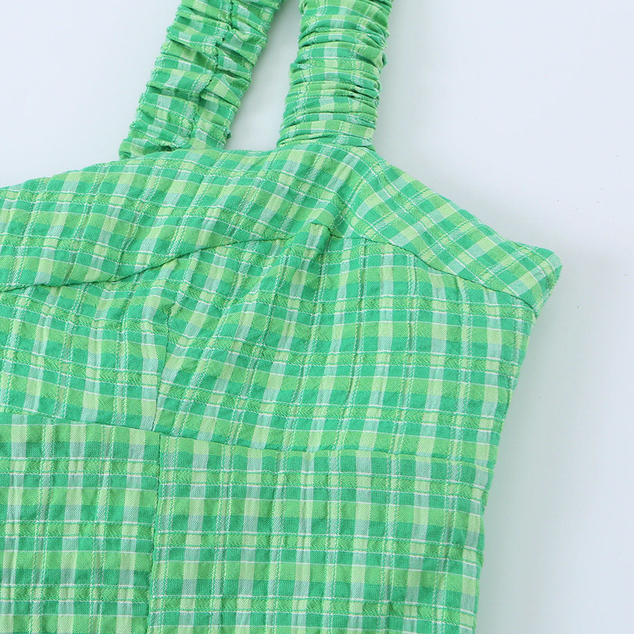 Vestito femminile estivo sfumature di colore verde senza maniche regular fit