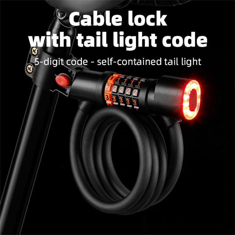 Lucchetto per bici antifurto lunghezza 1,2M/1,8M combinazione numerica 5 cifre con luce led