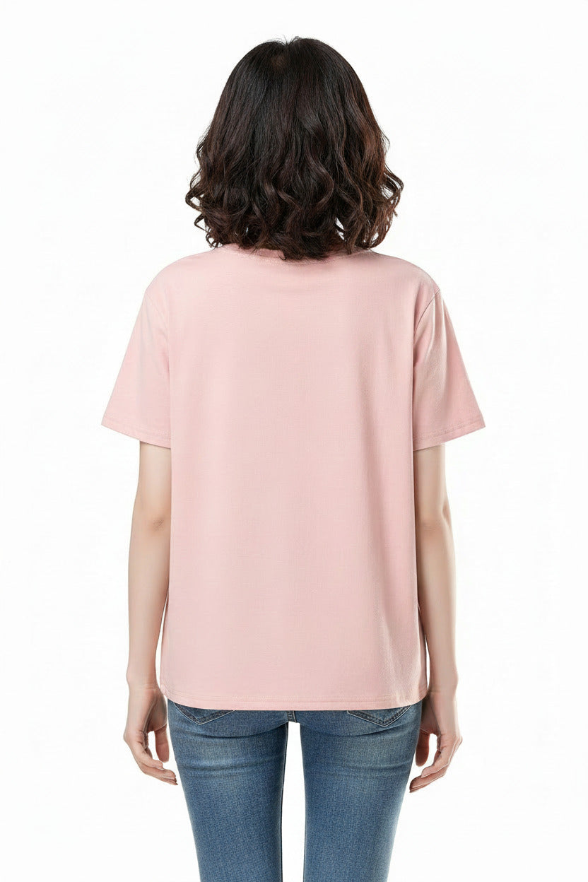 Maglietta estiva per donna in stile oversize in puro cotone