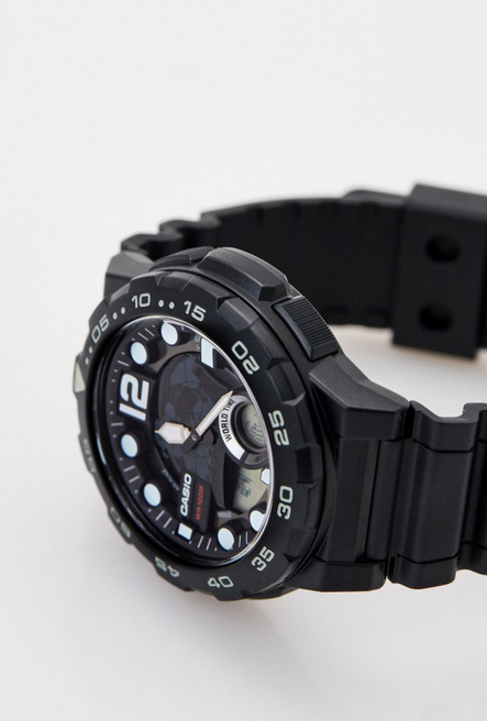 Orologio Casio per uomo quadrante di colore nero, cinturino in resina nero, movimento al quarzo, modello: AEQ-100W-1A