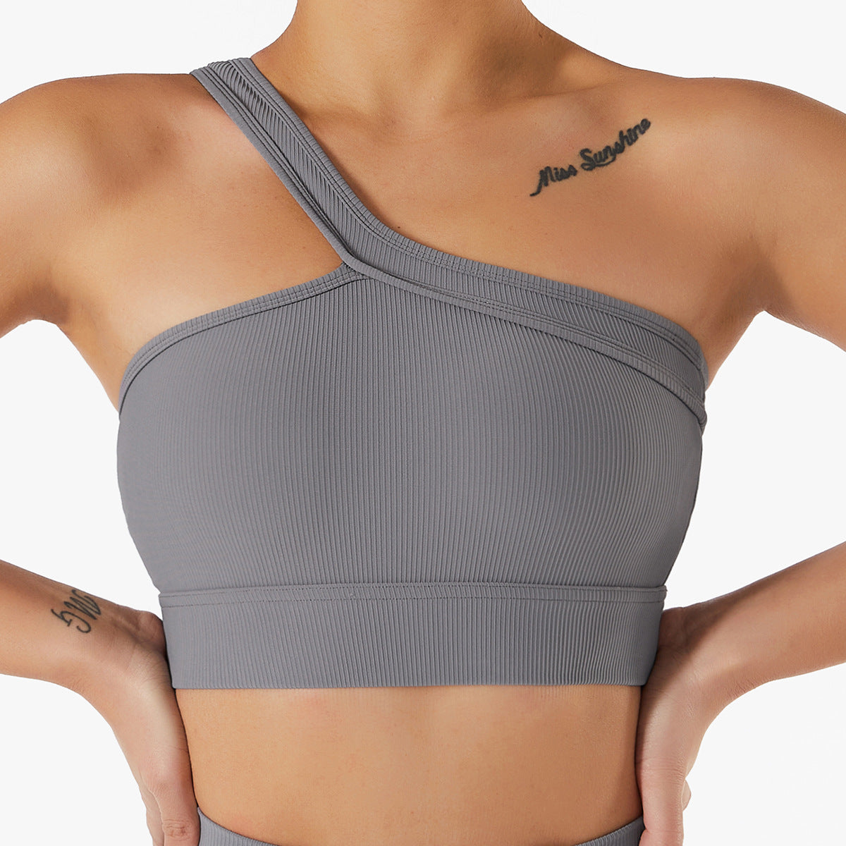 Reggiseno yoga monospalla estivo in tessuto traspirante per allenamenti estivi