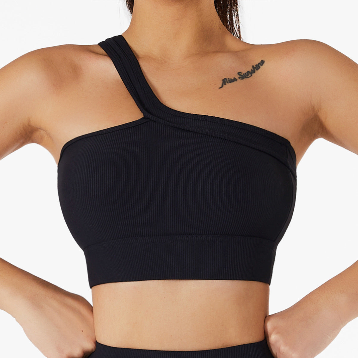 Reggiseno yoga monospalla estivo in tessuto traspirante per allenamenti estivi