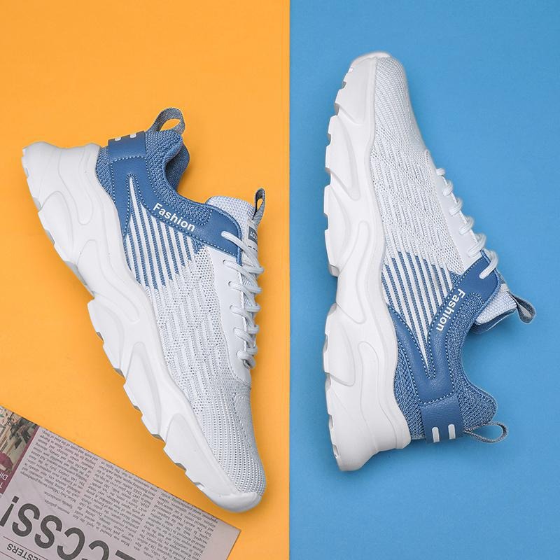 Scarpe da corsa uomo traspiranti colore bianco-blu con suola antiscivolo