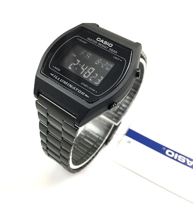 Casio B640WB‑1B – Orologio Vintage Digitale Nero, LED, Cronometro 1/100 sec, 5 ATM