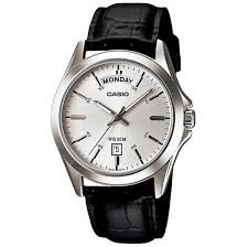 Casio MTP-1370L-7A – Orologio uomo in pelle, quadrante Argento