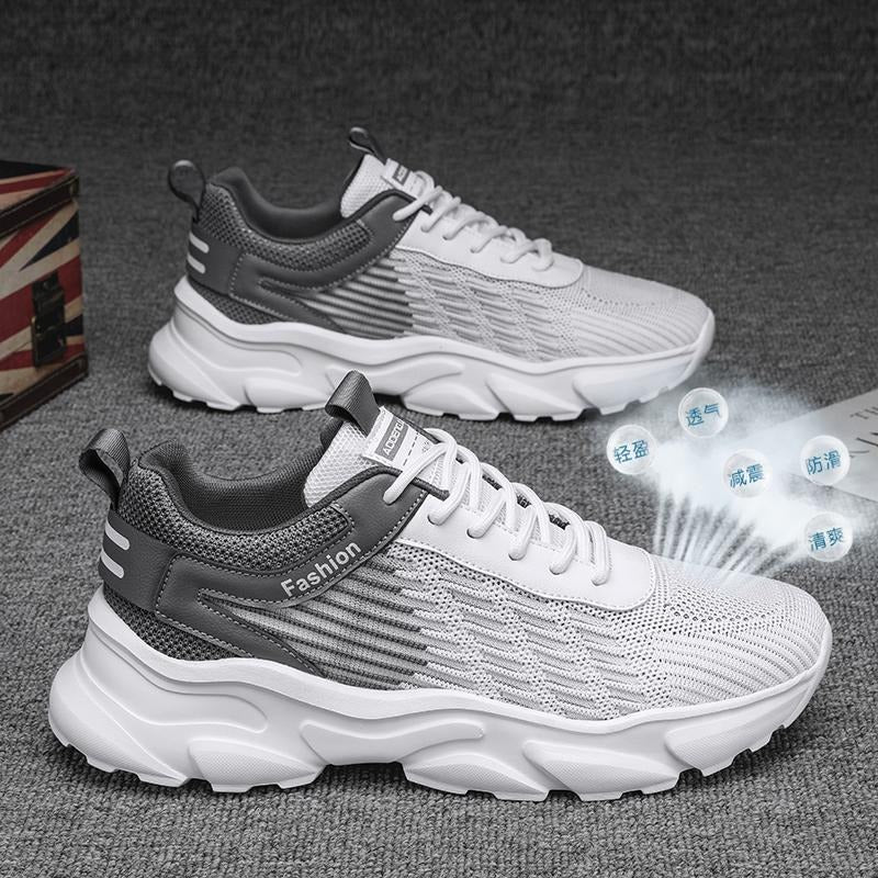 Scarpe da corsa uomo traspiranti colore bianco-grigio con suola antiscivolo