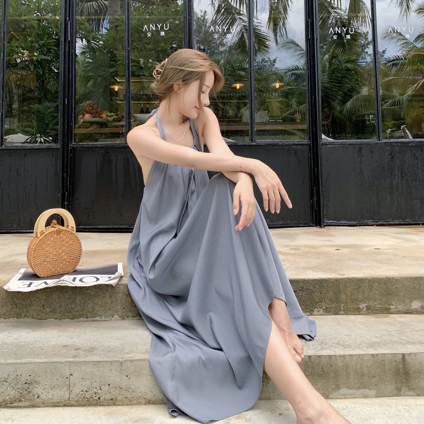 Abito con scollo all'americana, vestito donna estivo per spiaggia