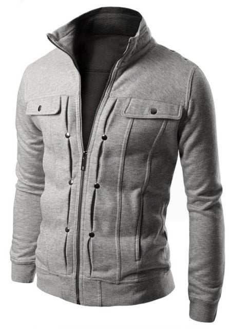 Cardigan con bottoni uomo | Giacca casual cotone e poliestere con collo stand