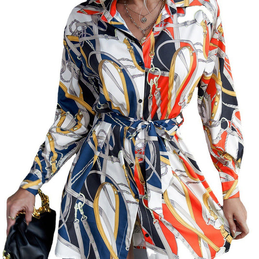 Top a camicia con bottoni, vestito colorato per donna