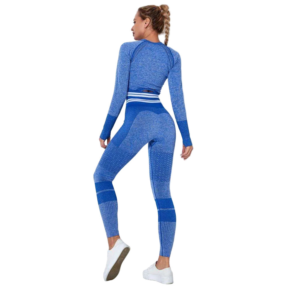 Set palestra donna seamless con leggings vita alta e top manica lunga
