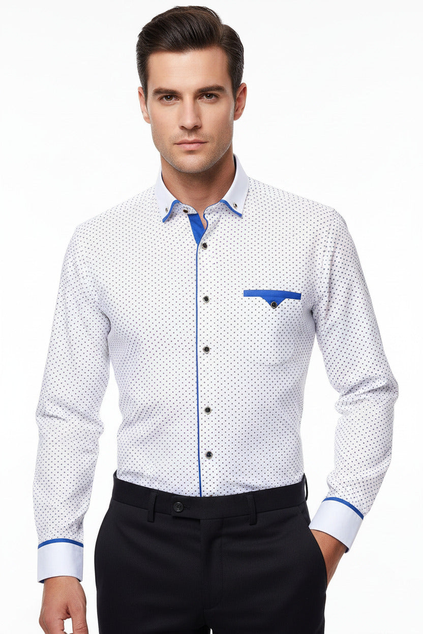 Camicia per uomo stile slim fit a manic alunga con taschino frontale