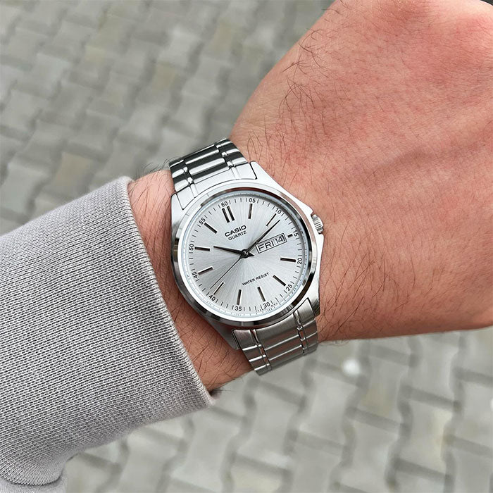 Casio MTP-1239D-7A uomo in acciaio inossidabile color argento