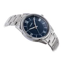 Casio MTP‑V005D‑2B5 – Orologio Uomo Cassa e Bracciale Acciaio con Quadrante Blu e Indici Romani