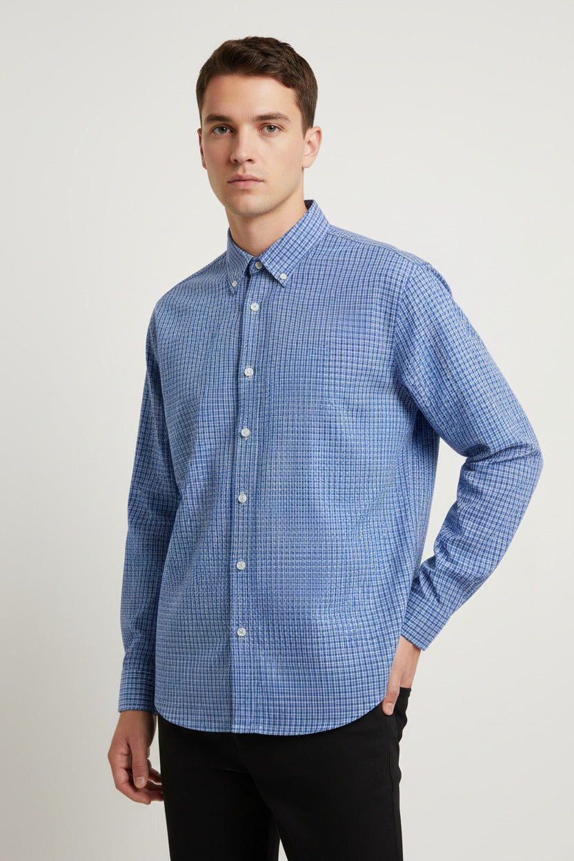 Camicia classica per uomo con bottoni quadrettata, spedizione gratuita