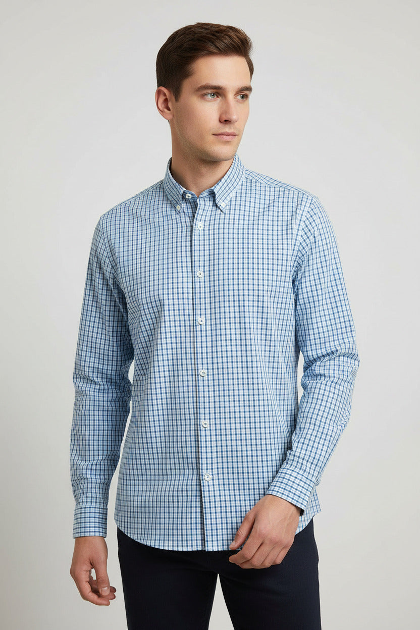 Camicia classica per uomo con bottoni quadrettata, spedizione gratuita