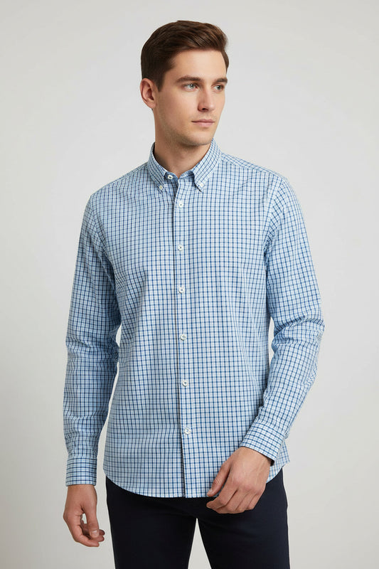 Camicia classica per uomo con bottoni quadrettata, spedizione gratuita