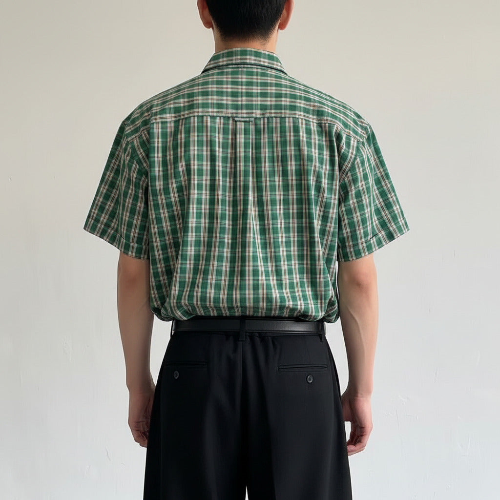 Camicia estiva a mezza manica per uomo di colore verde