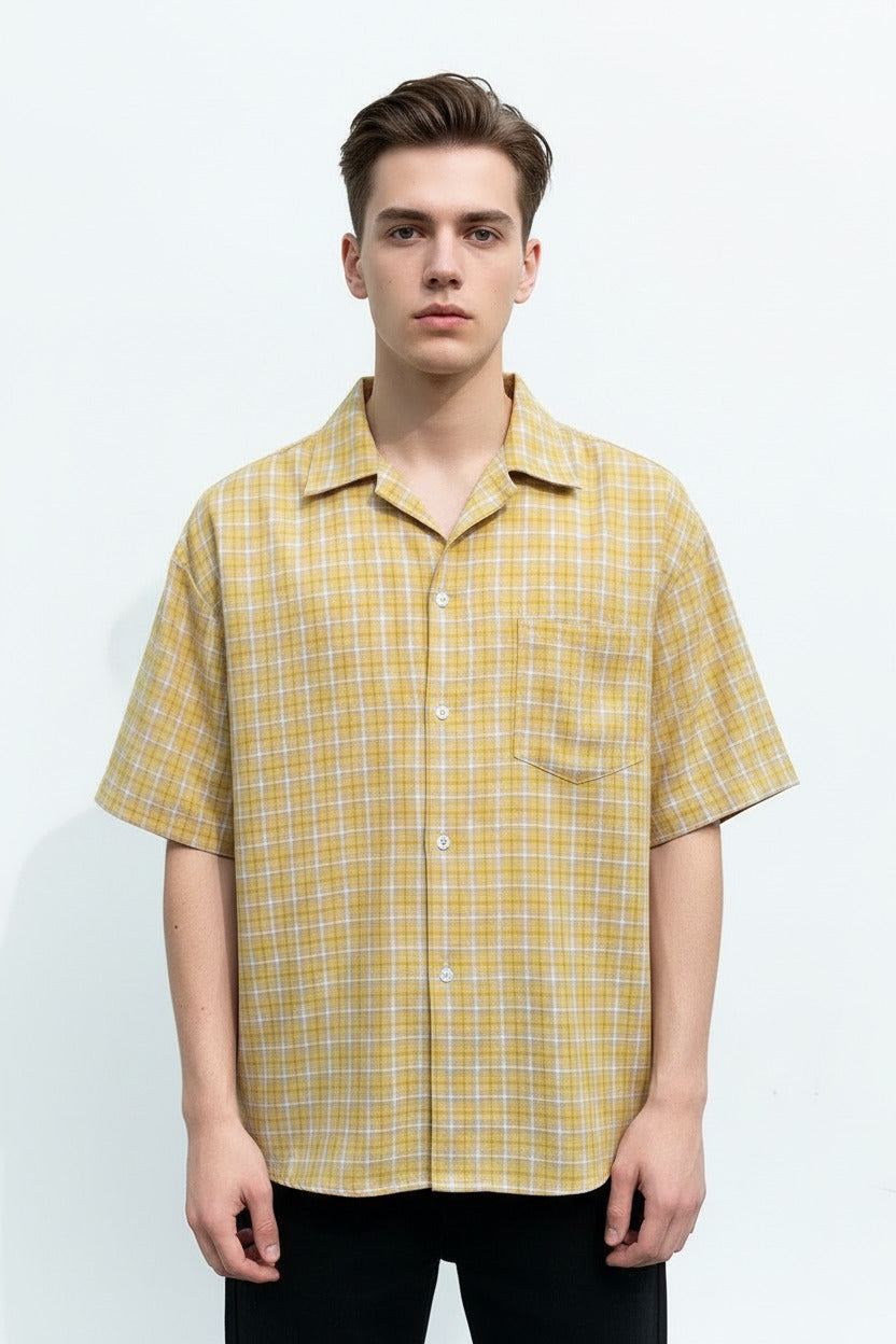 Camicia per uomo designer quadrettato con taschino sulla parte frontale