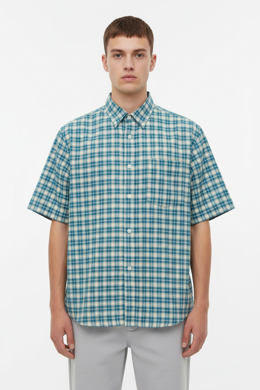 Camicia per uomo designer quadrettato con taschino sulla parte frontale