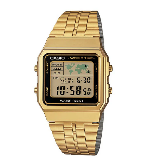 Casio A-500WGA-1D – Orologio Digitale Vintage Gold con World Time