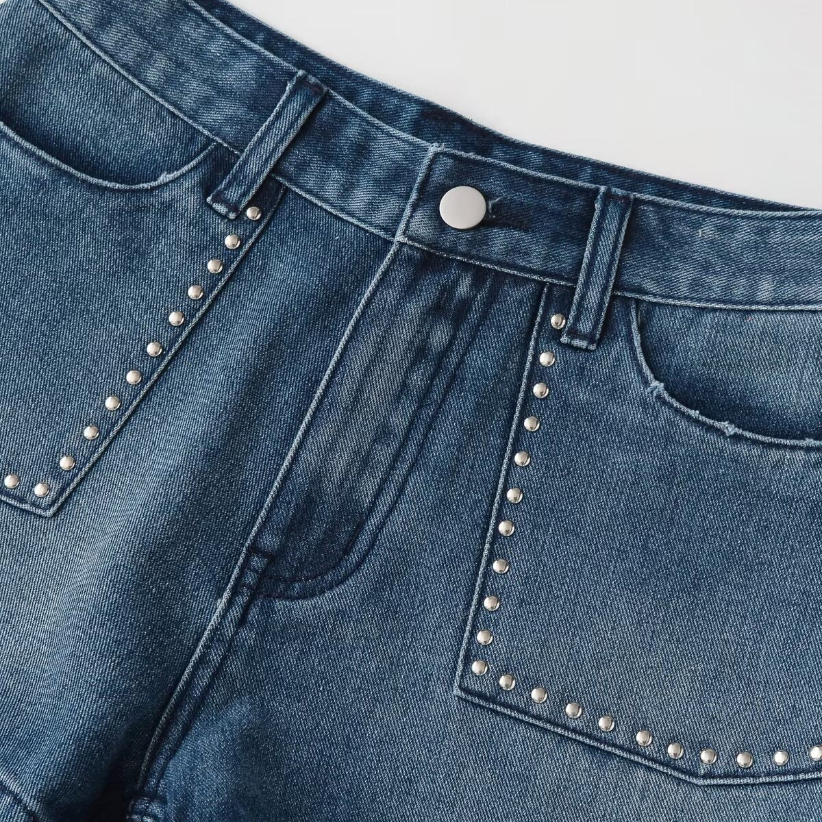 Jeans shorts per donna a vita alta con tasche frontali e posteriori estivi