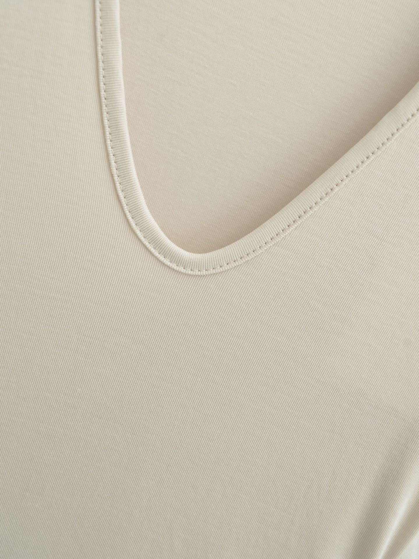 Maglietta estiva da donna con scollo a U in spandex e lyocell disponibile in 7 colori