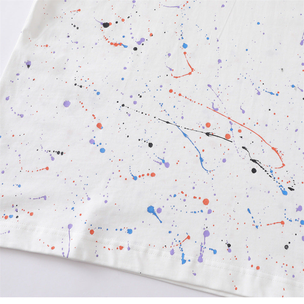 Maglietta estiva per uomo a manica corta con disegni di schizzi multicolore