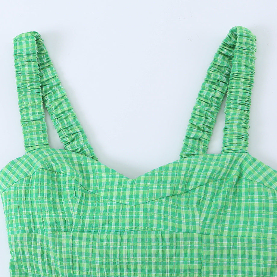Vestito femminile estivo sfumature di colore verde senza maniche regular fit