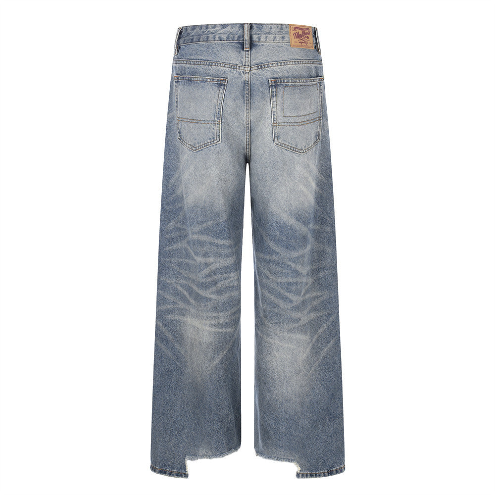Jeans strappati per uomo di colore classico blu 