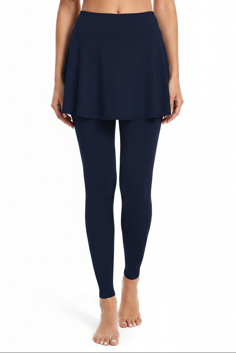Leggings donna con gonna integrata, elasticizzata, vestibilità slim fit