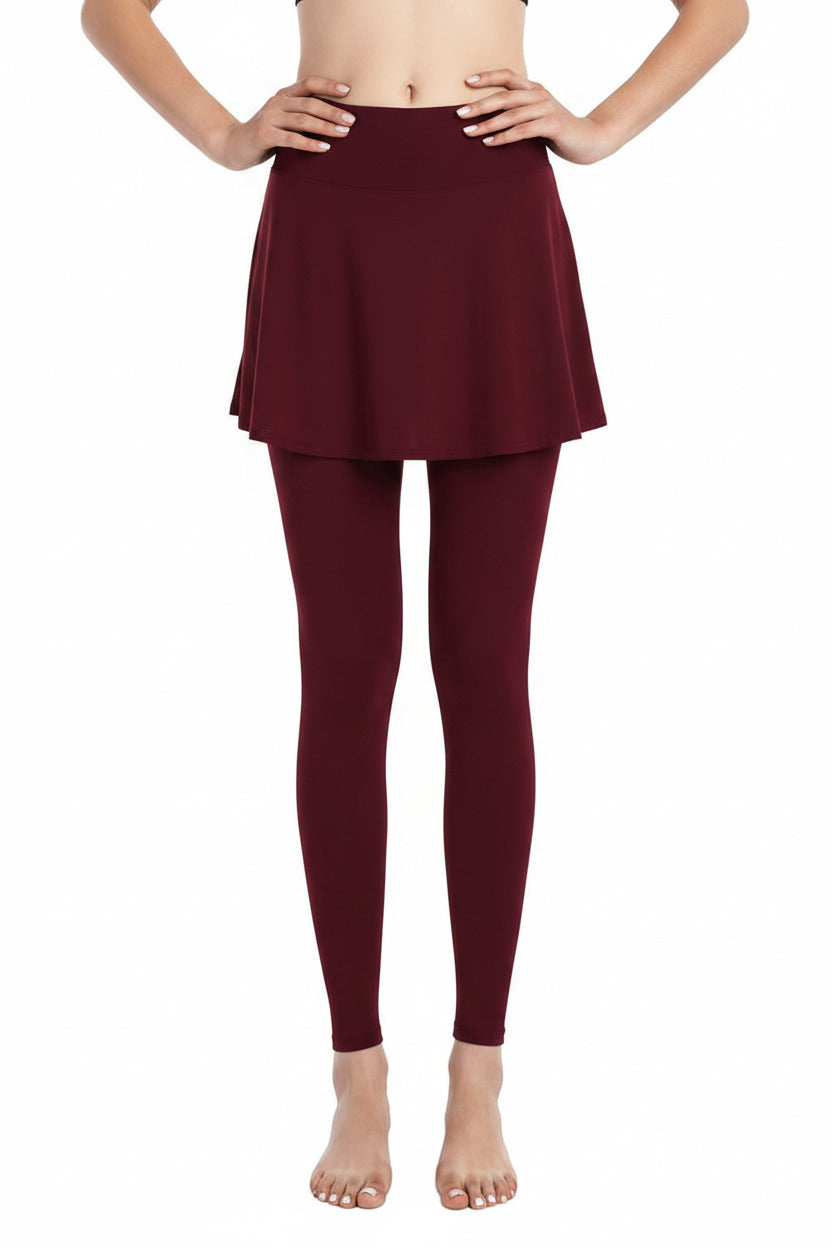 Leggings donna con gonna integrata, elasticizzata, vestibilità slim fit