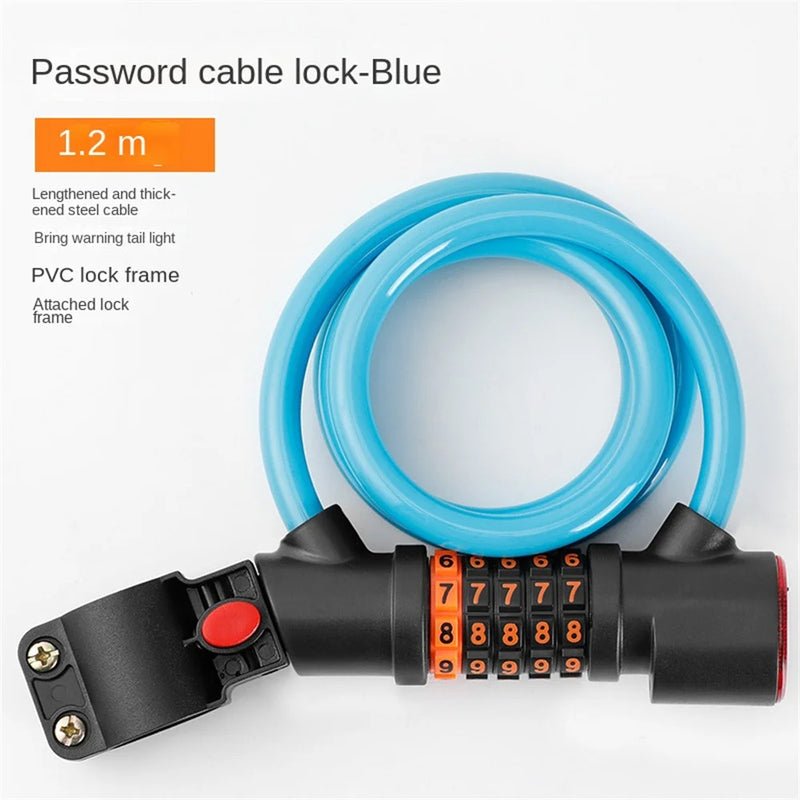 Lucchetto per bici antifurto lunghezza 1,2M/1,8M combinazione numerica 5 cifre con luce led
