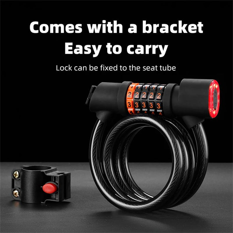 Lucchetto per bici antifurto lunghezza 1,2M/1,8M combinazione numerica 5 cifre con luce led