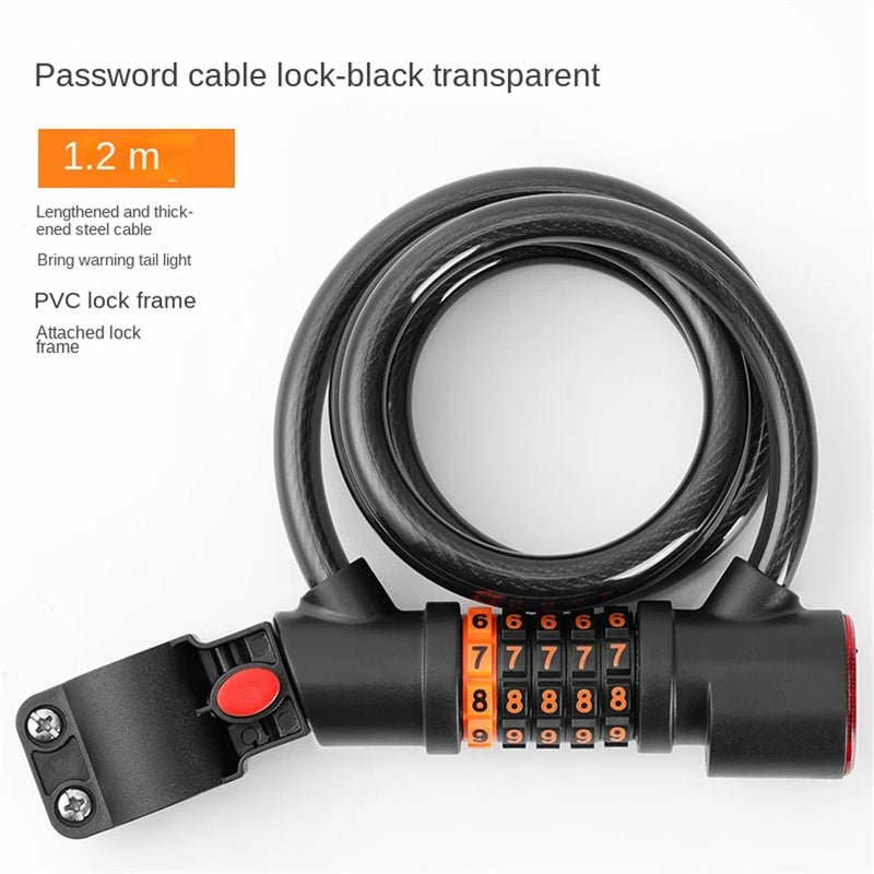 Lucchetto per bici antifurto lunghezza 1,2M/1,8M combinazione numerica 5 cifre con luce led