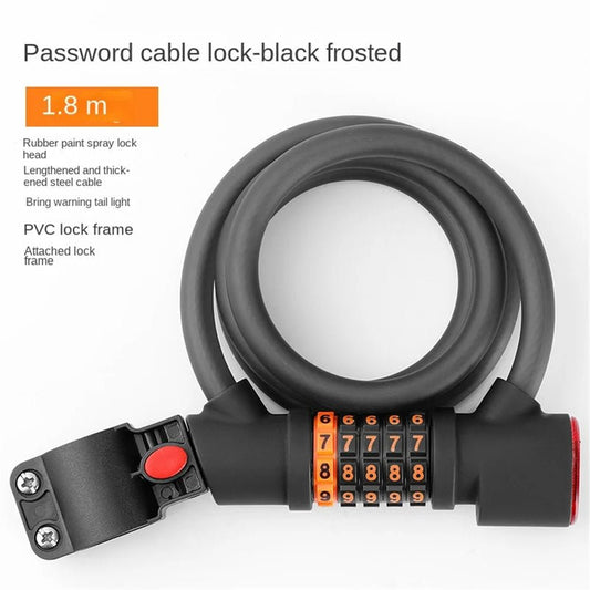 Lucchetto per bici antifurto lunghezza 1,2M/1,8M combinazione numerica 5 cifre con luce led
