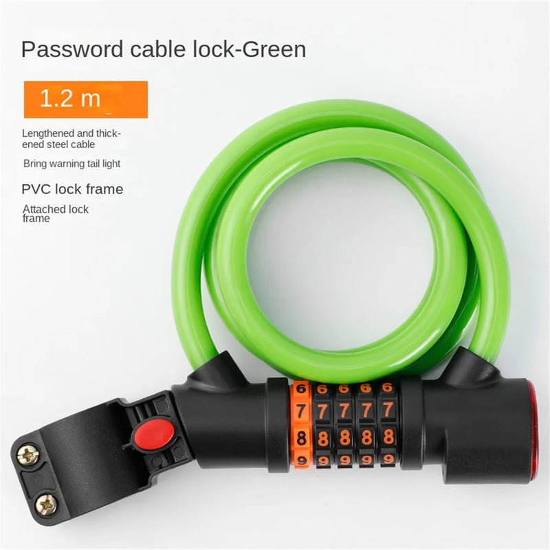 Lucchetto per bici antifurto lunghezza 1,2M/1,8M combinazione numerica 5 cifre con luce led
