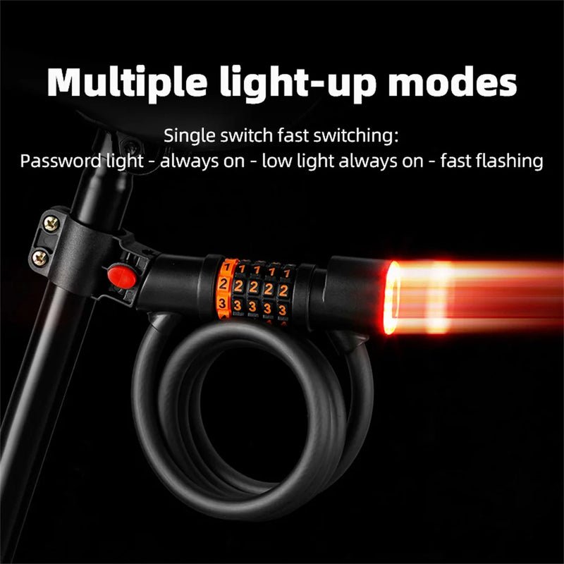 Lucchetto per bici antifurto lunghezza 1,2M/1,8M combinazione numerica 5 cifre con luce led
