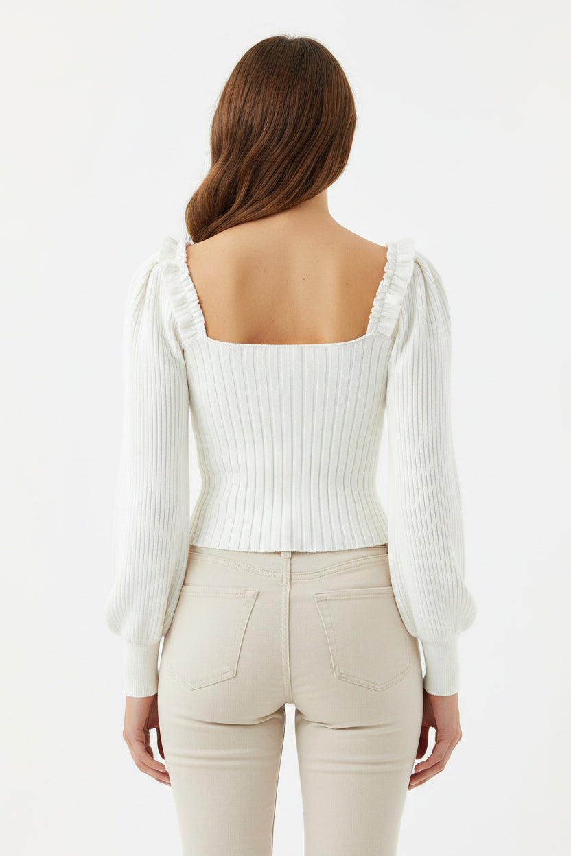 Maglione leggero per donna a manica lunga con scollo ampio regular fit