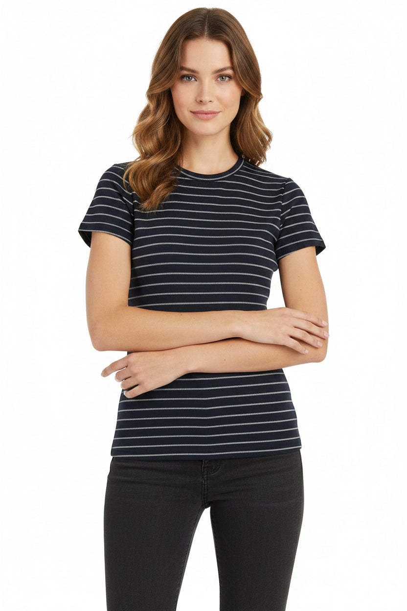 Maglietta donna estiva slim fit aderente a manica corta in tinta unica