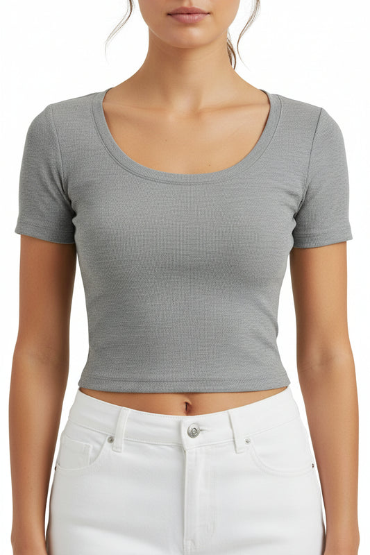 Maglietta Donna Estiva Slim Fit Girocollo in Viscosa e Spandex