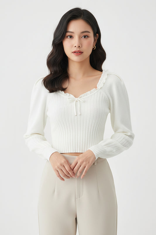 Maglione leggero per donna a manica lunga con scollo ampio regular fit