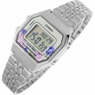 Acquista l'Orologio Digitale Casio LA680WA-4C da Donna, con design vintage, cassa argentata e bracciale in acciaio inox.