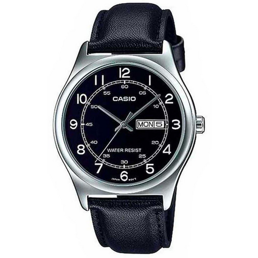 Casio MTP-V006L-1B2 – Orologio Uomo Classico con Cinturino in Pelle Nera e Quadrante Nero