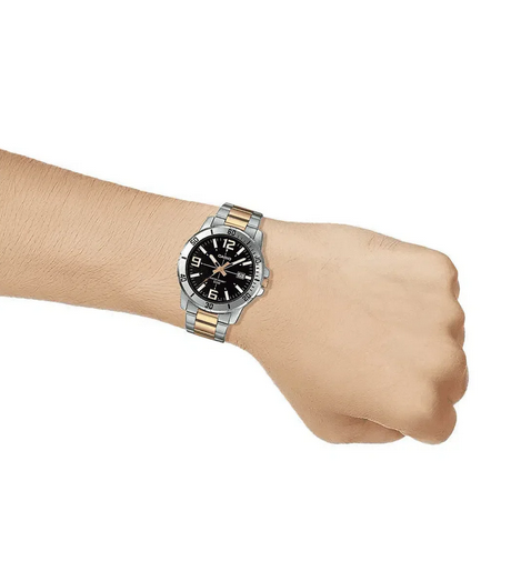 Orologio uomo casio in acciaio color oro ins conto, economico modello: MTP-VD01SG-1B