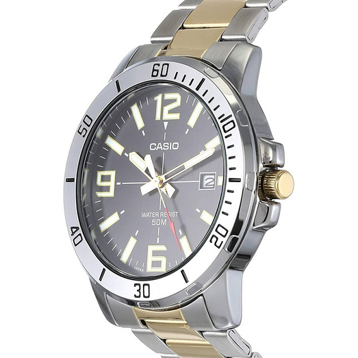 Orologio uomo casio in acciaio color oro ins conto, economico modello: MTP-VD01SG-1B