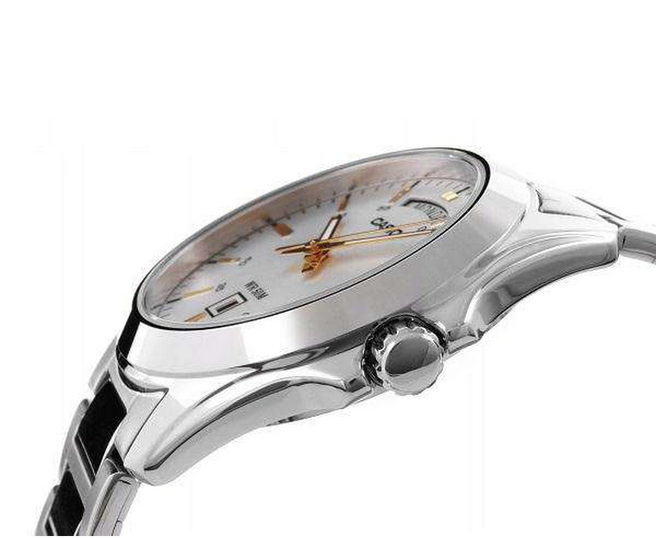 Orologio Casio per uomo, quadrante bianco con cinturino in acciaio color argento, movimento al quarzo, modello: MTP-1370D-7A2