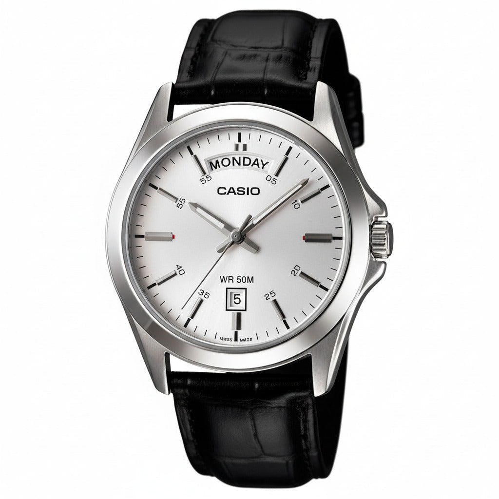 orologio Casio MTP VD01SG 1B uomo con cinturino in pelle colore nero